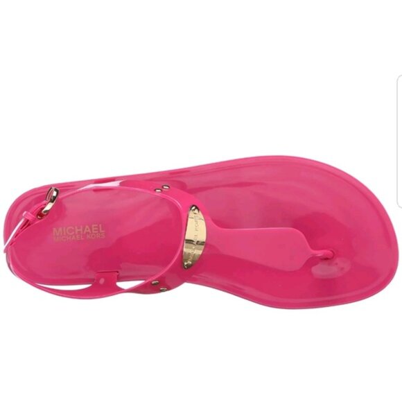 Michael Kors Jelly Gold Plate Thong Sandals I Size 8 - Picture 2 of 7